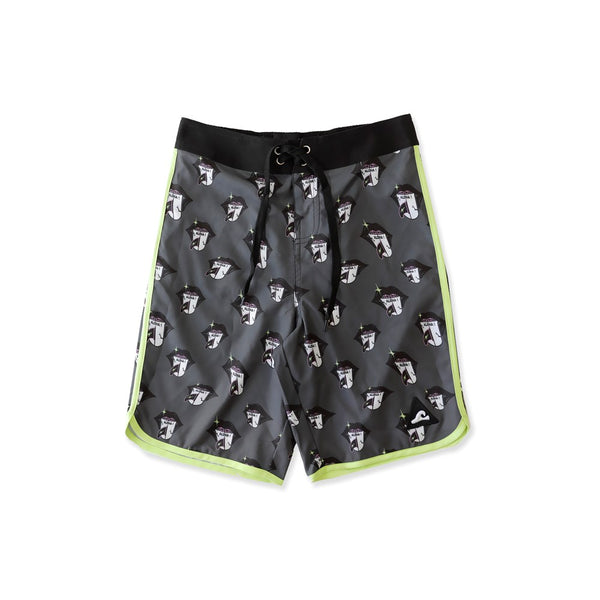 ALOHA TONGUE LONG BOARD SHORT - Black Lime