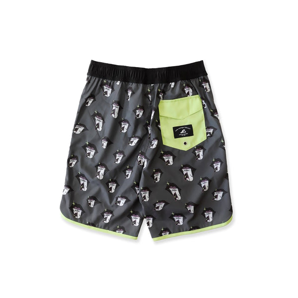 ALOHA TONGUE LONG BOARD SHORT - Black Lime