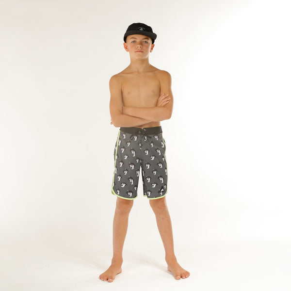 ALOHA TONGUE LONG BOARD SHORT - Black Lime