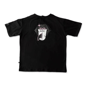 ALOHA TONGUE BOX TEE - Black