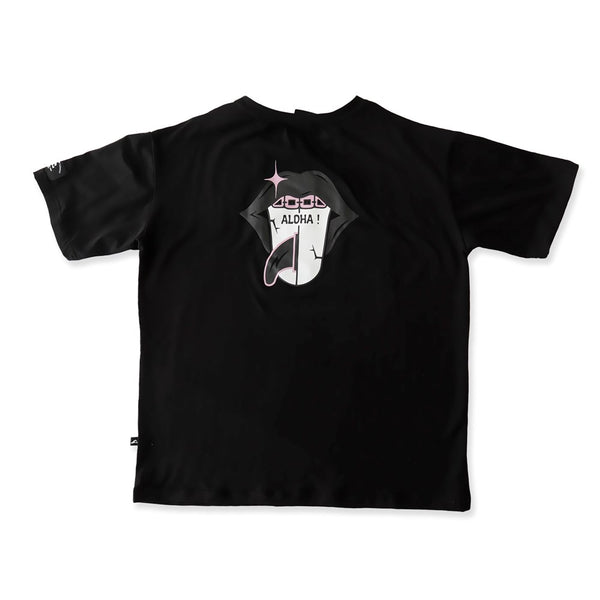 ALOHA TONGUE BOX TEE - Black
