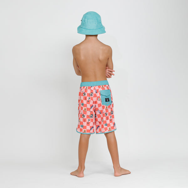 CHECK ME LONG BOARD SHORT - Red Check