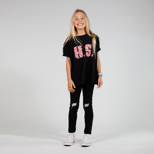 GIRLS HS FLAG LEGGINGS - Black
