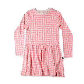 GIRLS MONDAY DRESS - Pink Check