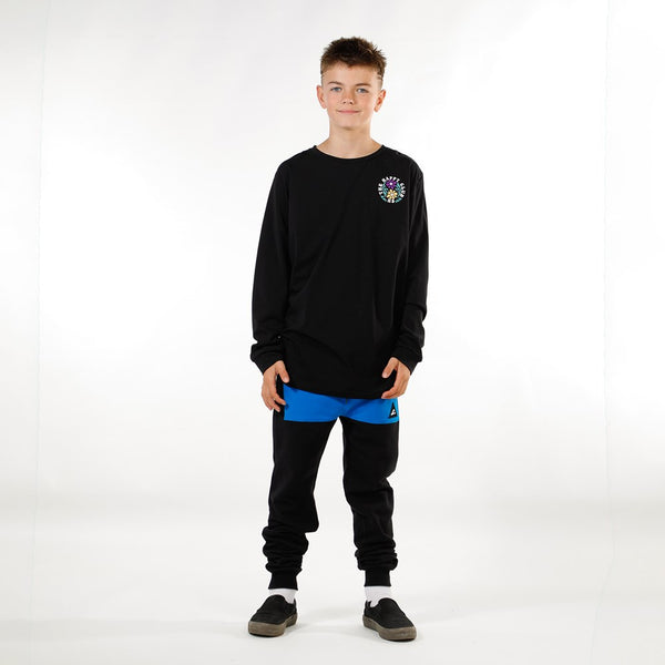 BOYS POCKET TRACK PANT - Black Blue