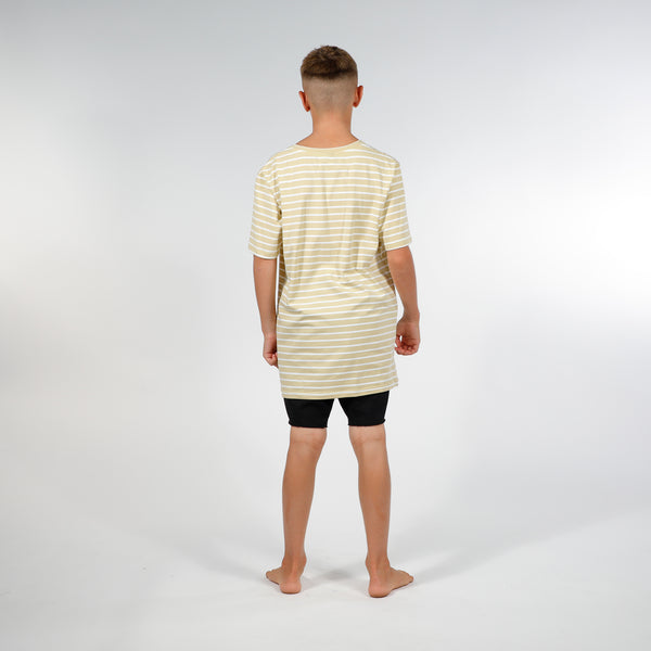 BOYS SS CLASSICS TEE - Gold White Stripe