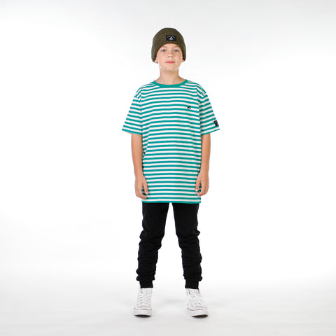 BOYS SS TEE – Green Stripe