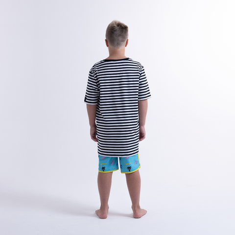 Holiday Stripe SS Tee - Black White Stripe