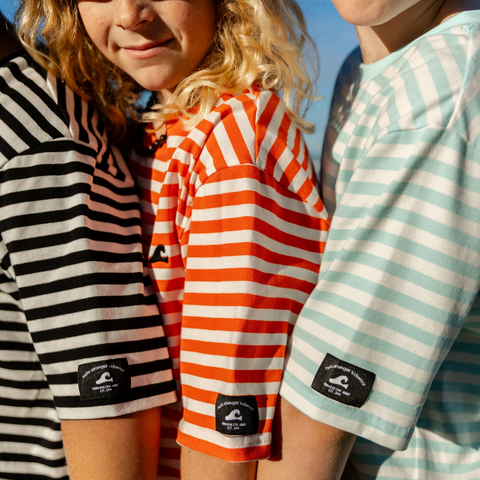 Holiday Stripe SS Tee - Turquoise White Stripe