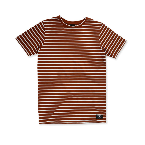 BOYS SS CLASSICS TEE - Brown Stripe