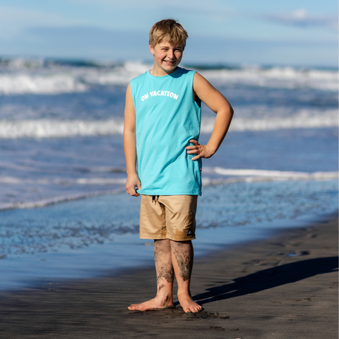 On Vacation Muscle Tee - Turquoise