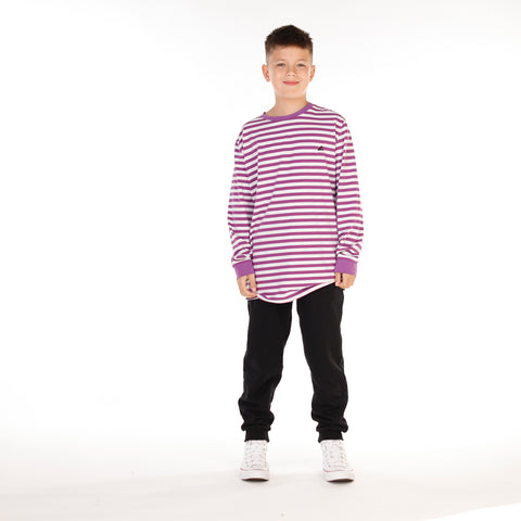 BOYS LS TEE – Purple Stripe