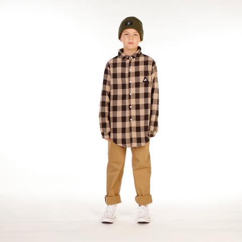 CHECK SHIRT - Tan Check