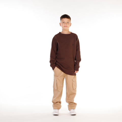 BOYS RAGLAN CREW - Espresso