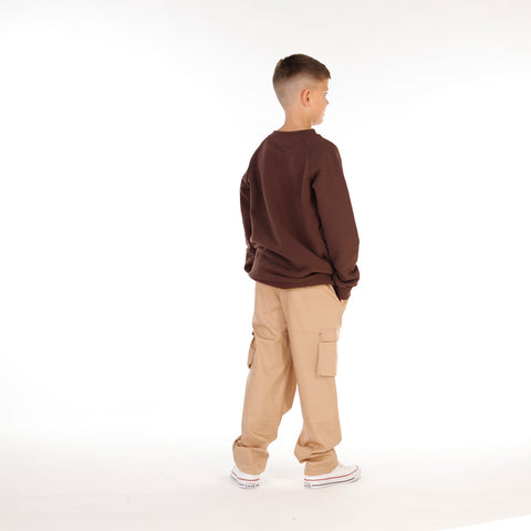 BOYS RAGLAN CREW - Espresso