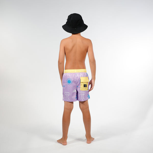 OCEAN BOARD SHORT - Purple Yellow