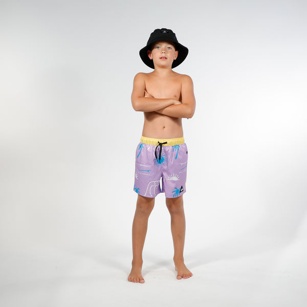 OCEAN BOARD SHORT - Purple Yellow