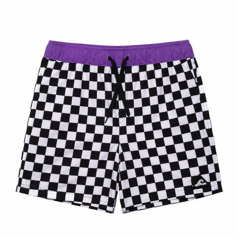 GRID BOARD SHORT – Black White Check