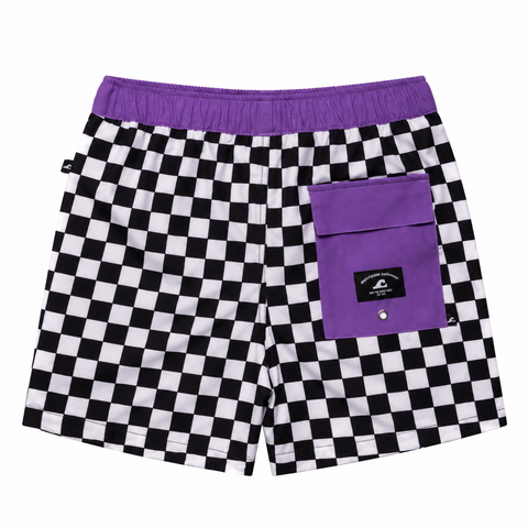 GRID BOARD SHORT – Black White Check
