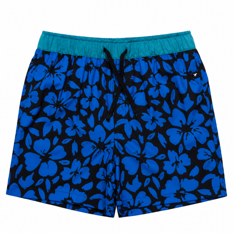 HIBISCUS BOARD SHORT – Blue Black Hawaii Print