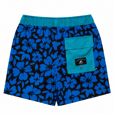 HIBISCUS BOARD SHORT – Blue Black Hawaii Print