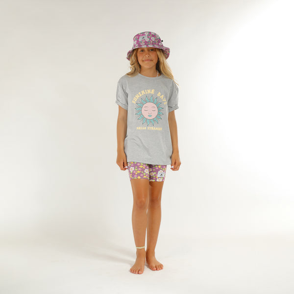 GIRLS BIKE TIGHTS - Purple Floral