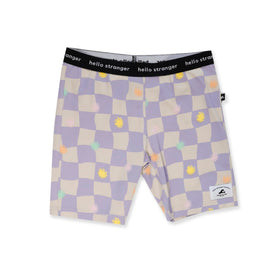 GIRLS BIKE TIGHTS - Purple Check