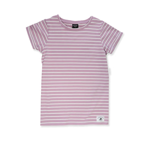 GIRLS SS CLASSICS TEE - Grape Stripe