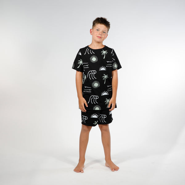 BOYS SUMMER PJS - Black Wave