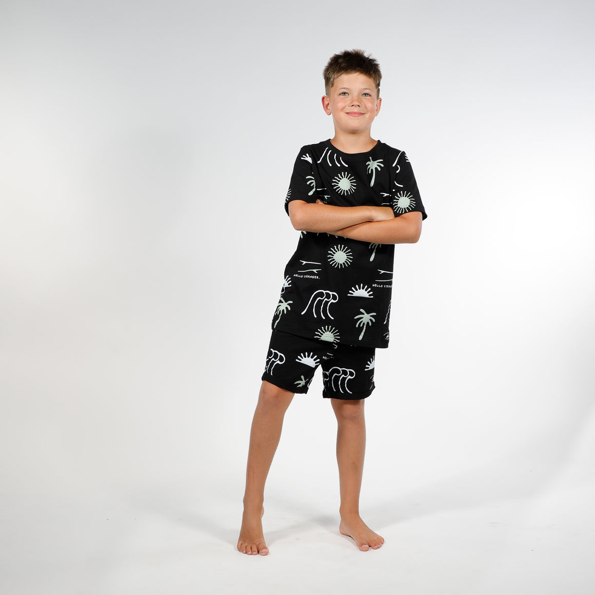 BOYS SUMMER PJS - Black Wave