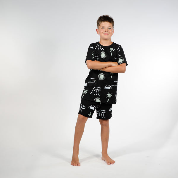 BOYS SUMMER PJS - Black Wave