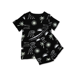 BOYS SUMMER PJS - Black Wave