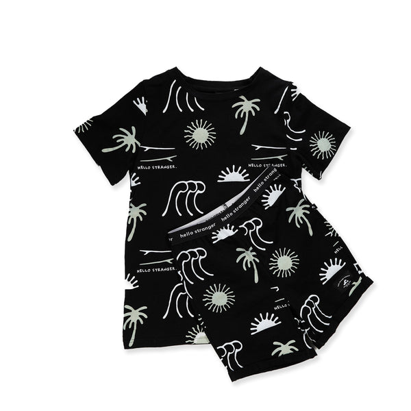 BOYS SUMMER PJS - Black Wave