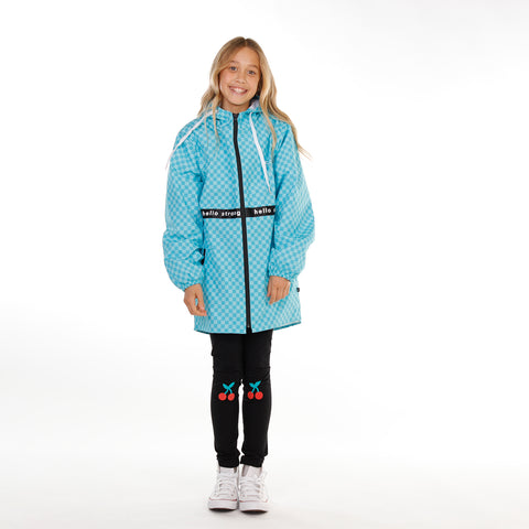 GIRLS RAINY DAYS JACKET – Turquoise Check
