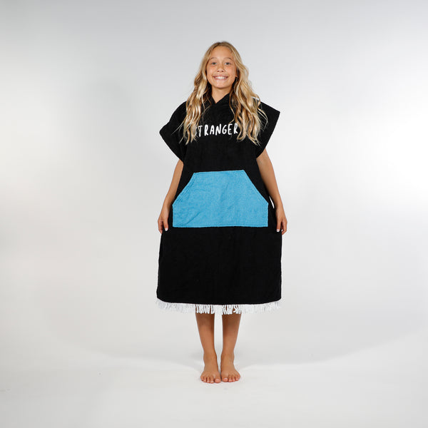 PONCHO TOWEL - Black Blue
