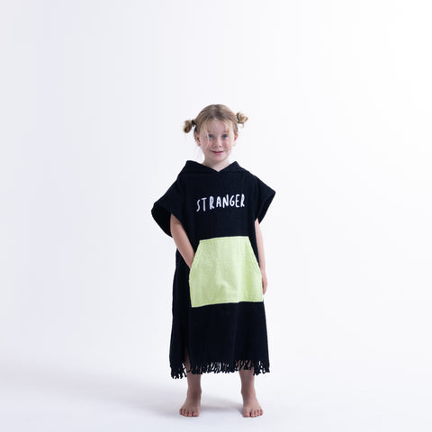 PONCHO TOWEL - Black Lime