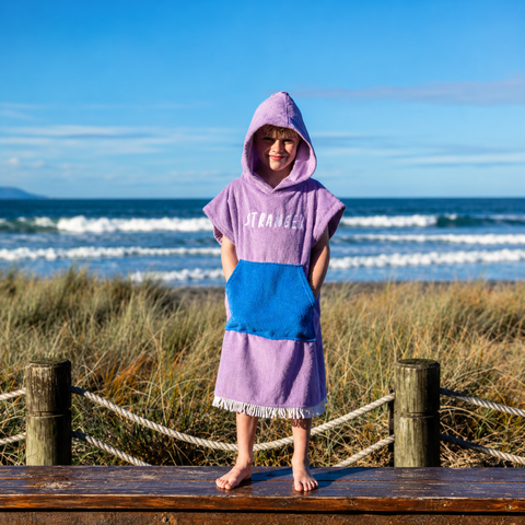 PONCHO TOWEL - Purple Light Blue
