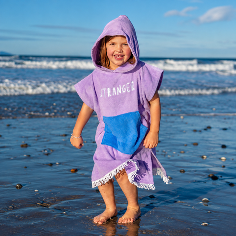 PONCHO TOWEL - Purple Light Blue