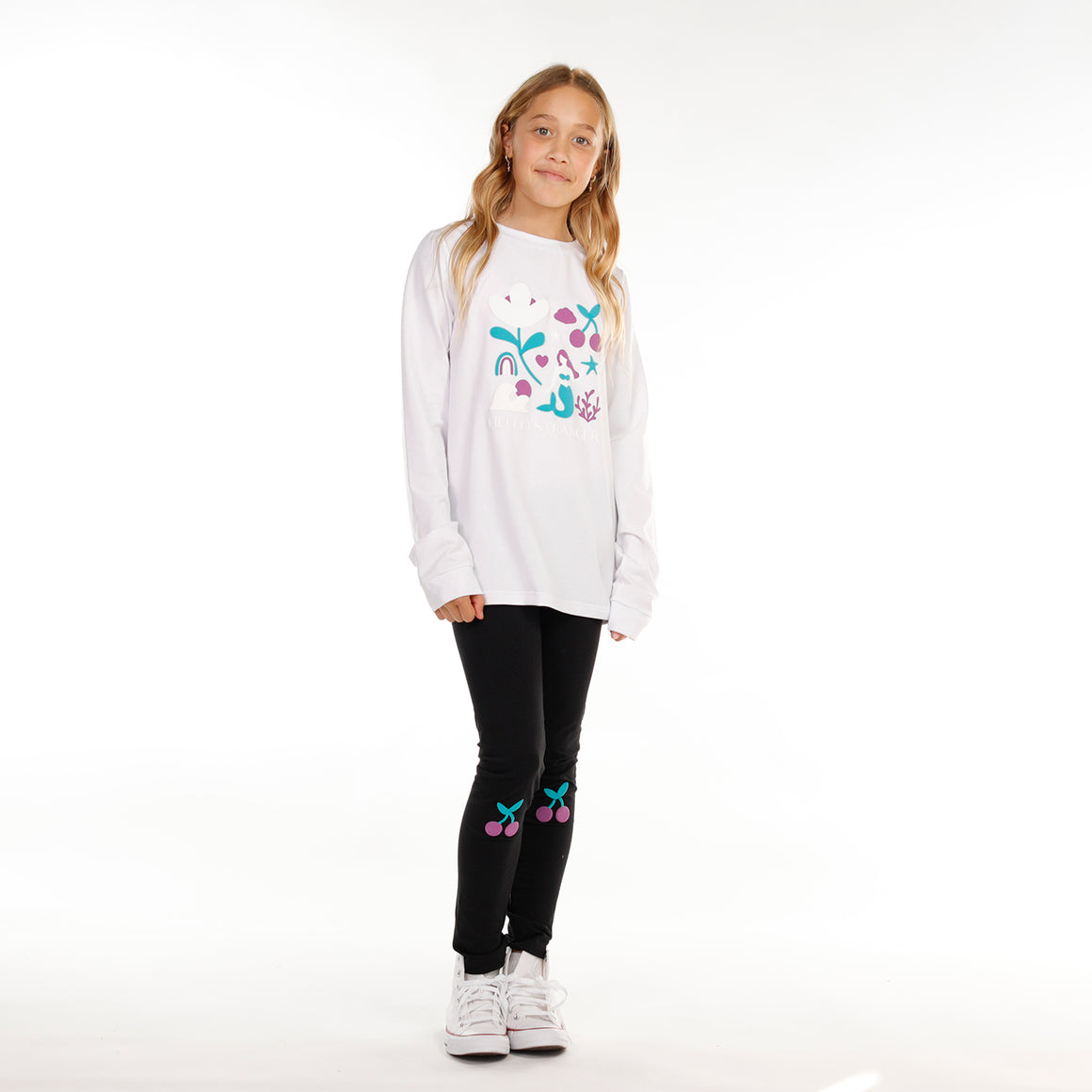 GIRLS MERMAID LS TEE – White