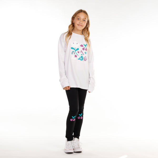 GIRLS MERMAID LS TEE – White