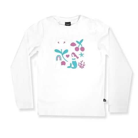 GIRLS MERMAID LS TEE – White