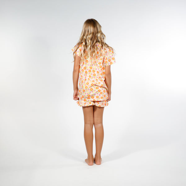 GIRLS SUMMER PJS - Orange Floral