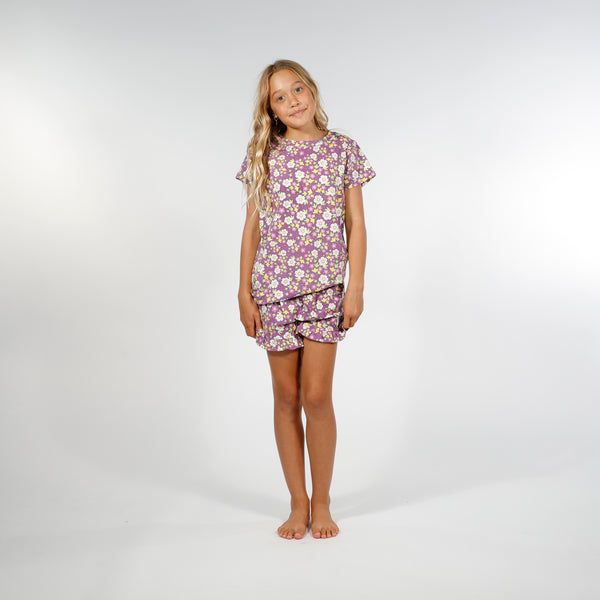 GIRLS SUMMER PJS - Purple Floral
