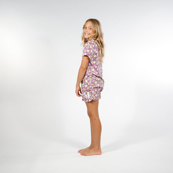 GIRLS SUMMER PJS - Purple Floral