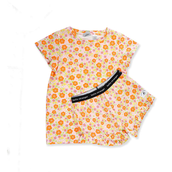GIRLS SUMMER PJS - Orange Floral