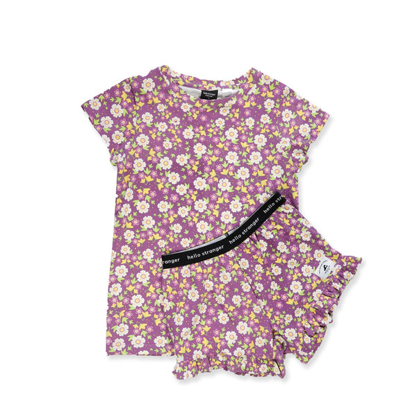 GIRLS SUMMER PJS - Purple Floral