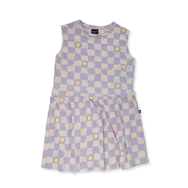GIRLS VACAY DRESS - Purple Check