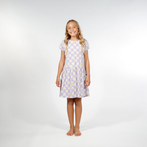 GIRLS PALMA DRESS - Purple Check