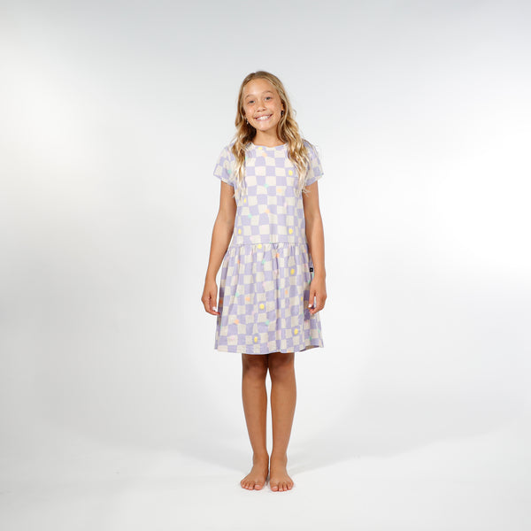 GIRLS PALMA DRESS - Purple Check