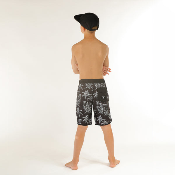 PALM TREES LONG BOARD SHORT - Black